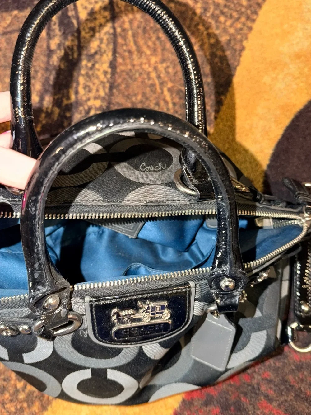 Coach MadisonBlack Signature Satchel Bag